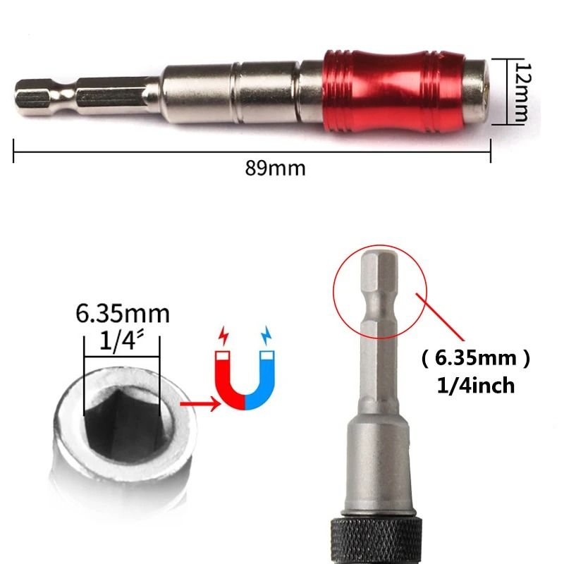 Hex Magnetic Screwdriver Bit Extension Rod with Quick Change Holder