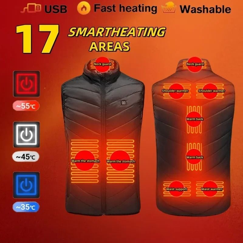 Smart USB Heated Vest with Adjustable Temperature for Winter