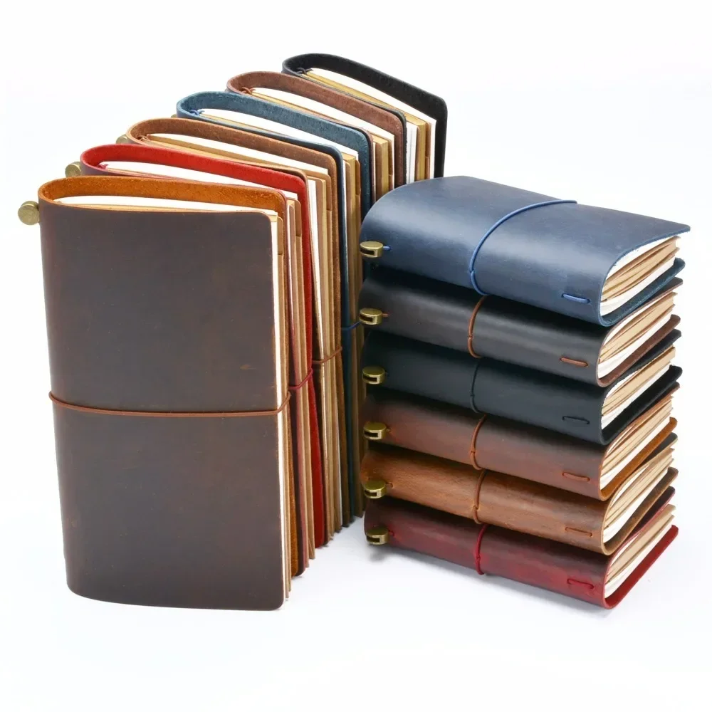 Vintage Cowhide Genuine Leather Travel Notebook Cover, Handmade Journal Planner