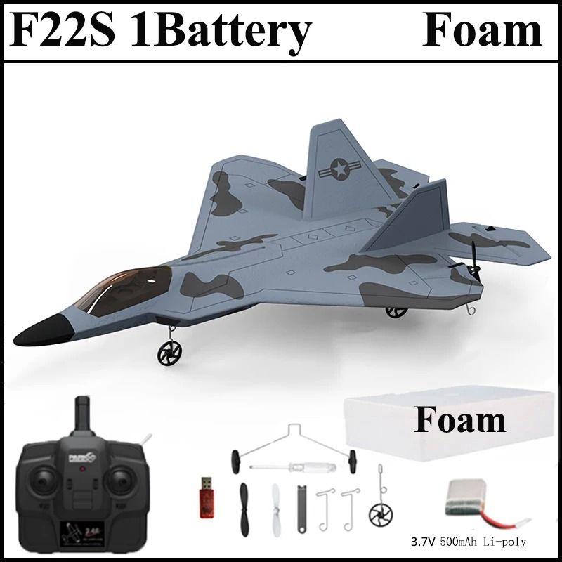 2024 F22S RC Airplane 24G 4 Channel Foam Warplane with LED and Gyroscope