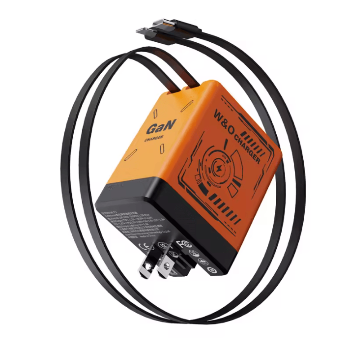 VoltMini GaN Fast Charging Adapter with Retractable Cable & Multi-Protection