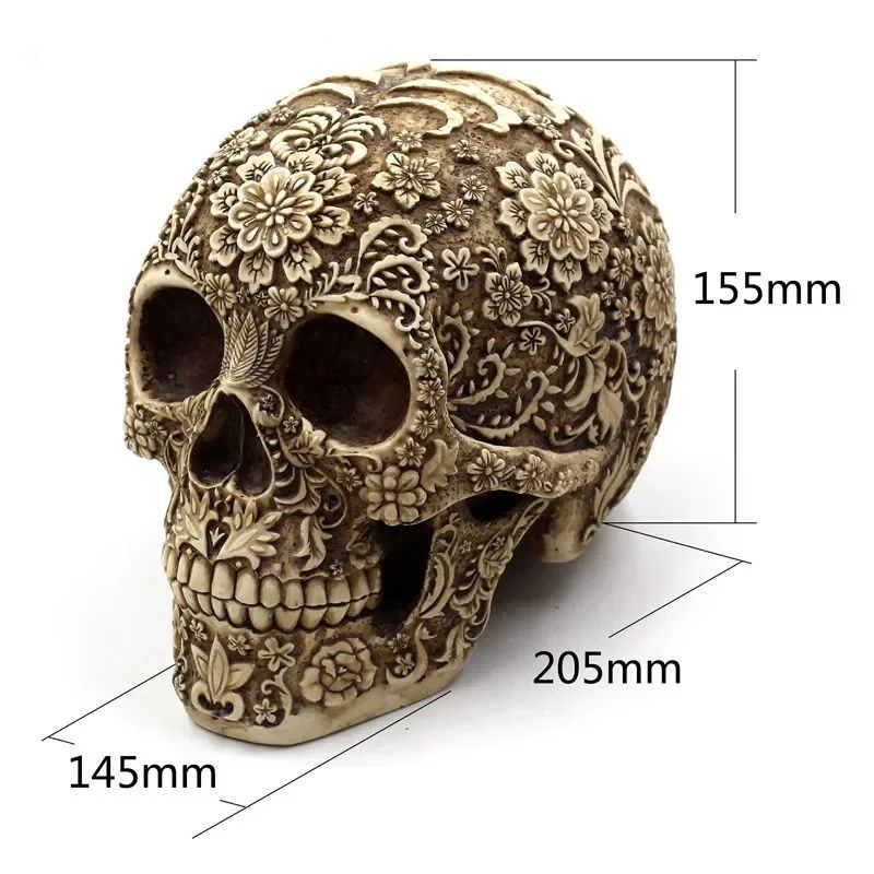 Plum Blossom Resin Skull Art Sculpture