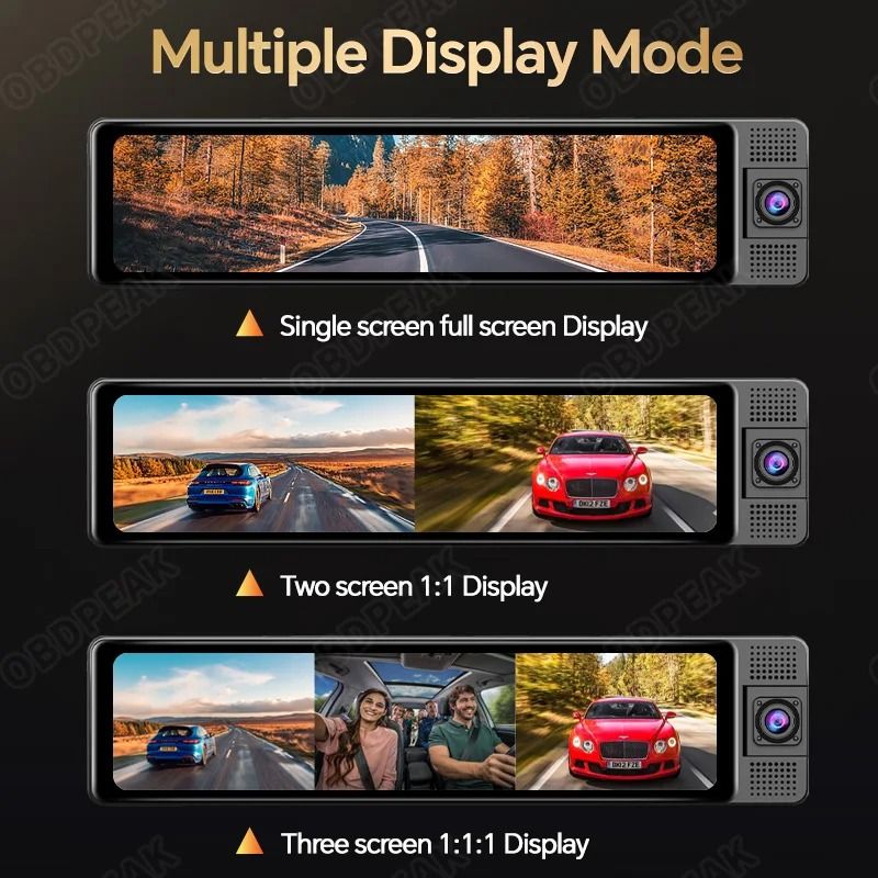 Triple Camera 4K Dash Cam with GPS and Night Vision