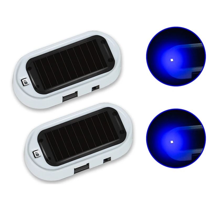 Solar Powered Dummy Car Alarm LED Security Warning Light Set