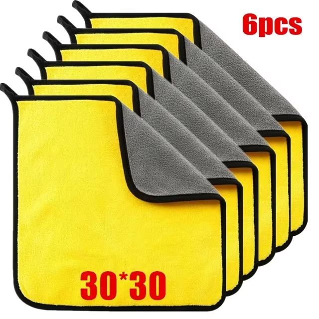 Thick Microfiber Car Cleaning Towels Double Layer Soft Drying Cloth Set