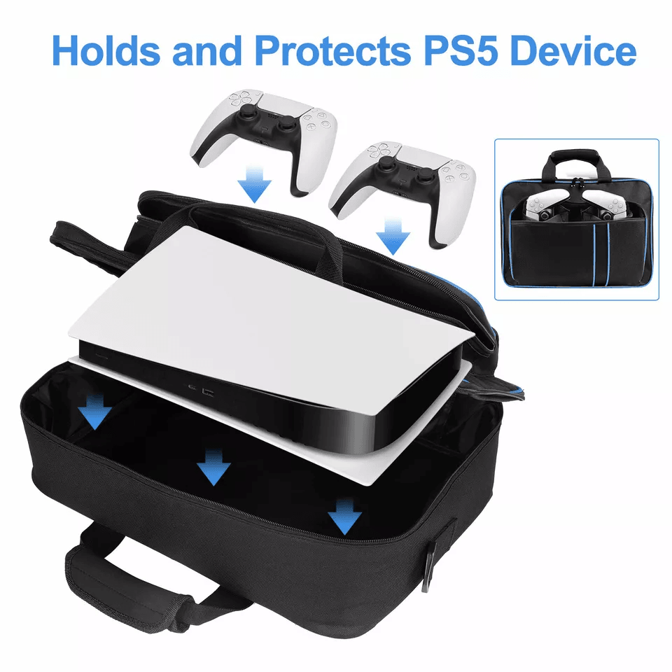 Travel Carrying Bag for PS5 Console Protective Case Travel Handbag with Storage for Game Accessories and Controllers