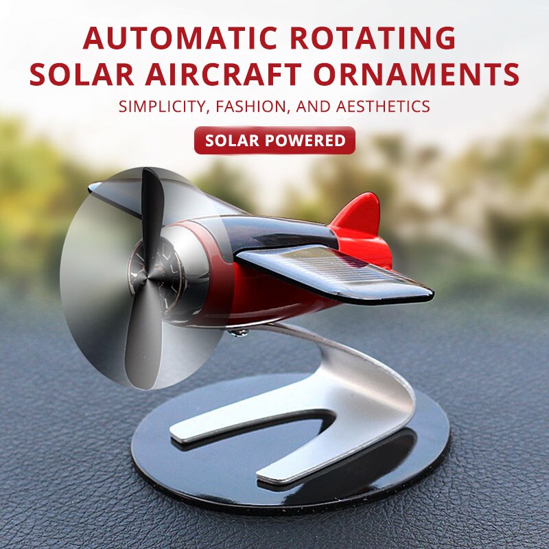 Solar Powered Airplane Dashboard Ornament Decorative Solar Car Decoration for Car Interior Desk Gift