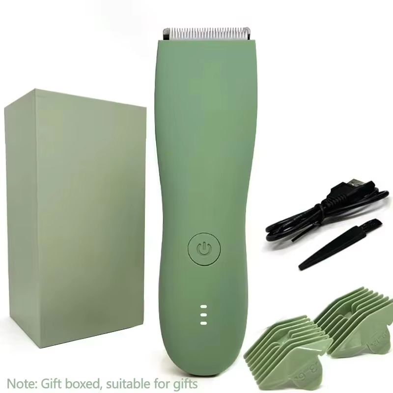 Men's Waterproof Body Hair Trimmer – Groin & Pubic Groomer with Replaceable Ceramic Blade