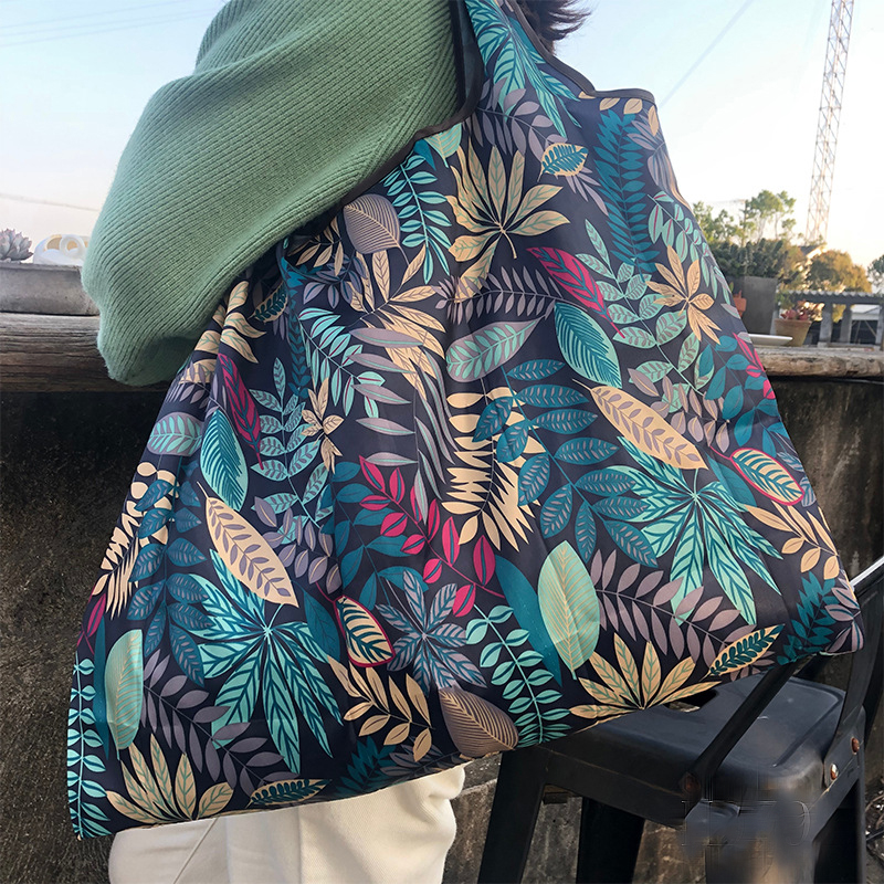 Large Capacity Waterproof Foldable Grocery Bag Portable Eco friendly Shoulder Bag for Supermarket Shopping