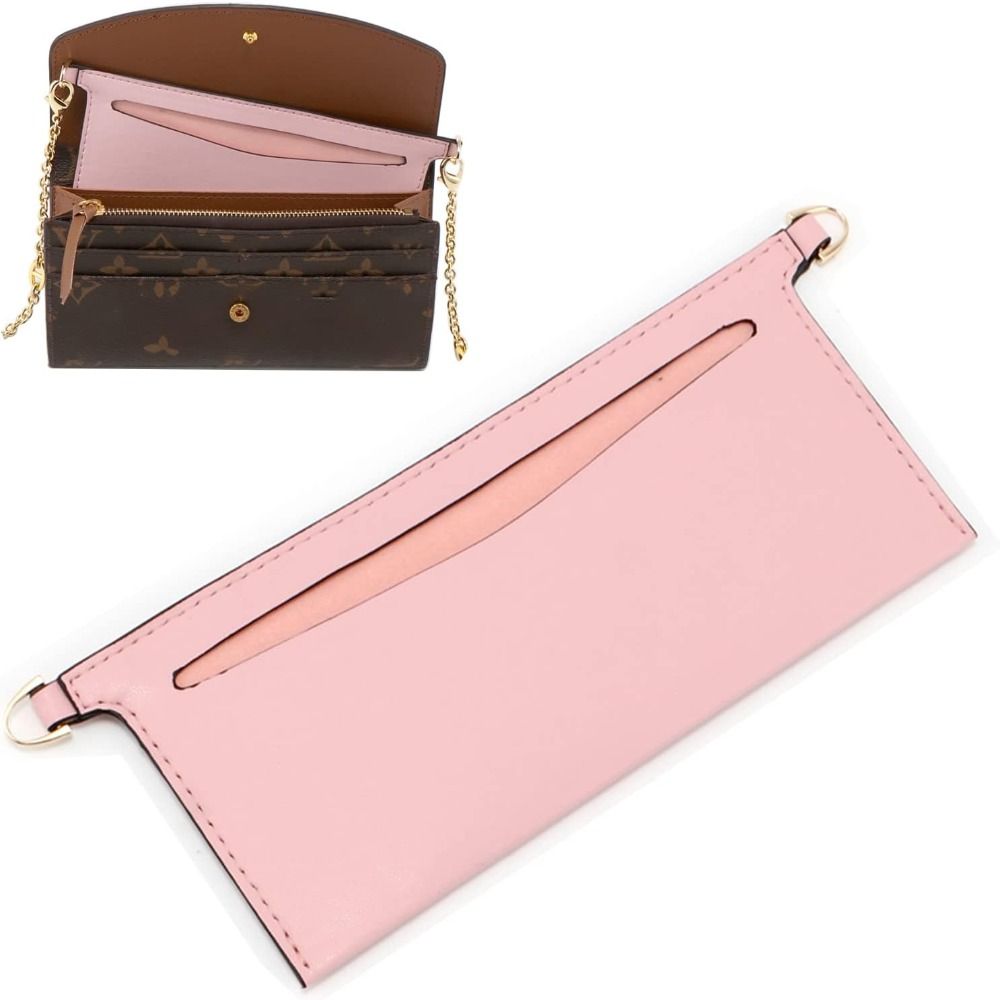 PU Leather Wallet Insert for Chain Strap with D Rings, Women Crossbody Purse Insert Organizer