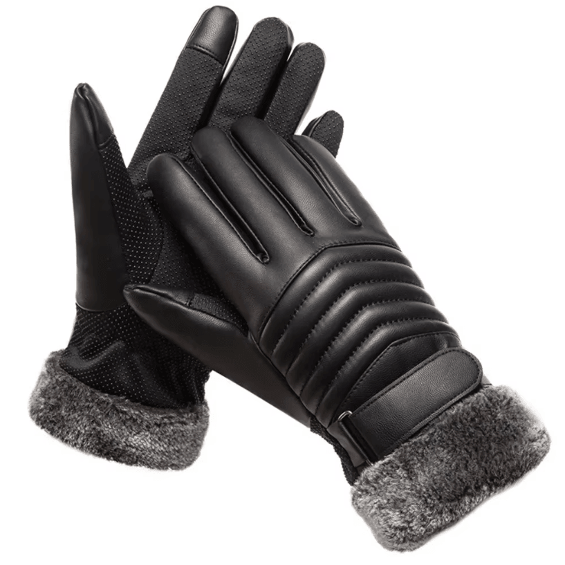 Mens Winter Touchscreen Gloves PU Leather Insulated Cycling and Motorcycle Gloves