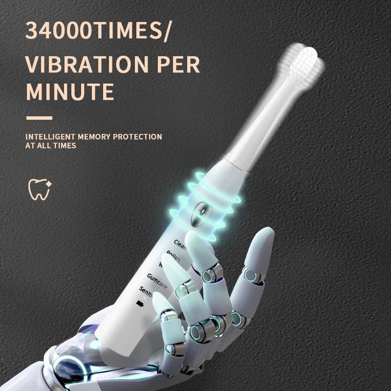 Ultrasonic High-Frequency Waterproof Electric Toothbrush with 5 Cleaning Modes