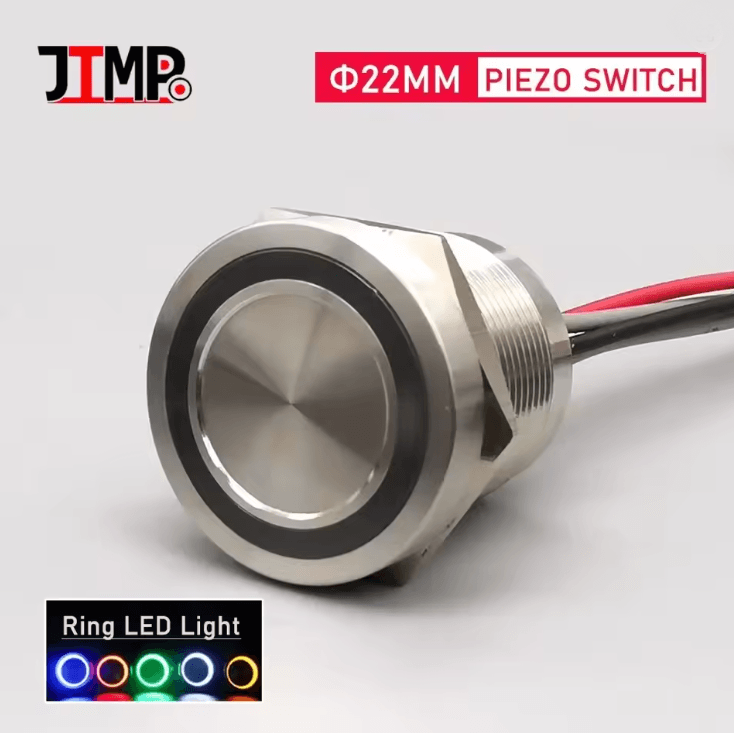Stainless Steel 22 mm Flat Head LED Piezo Touch Switch Waterproof IP68