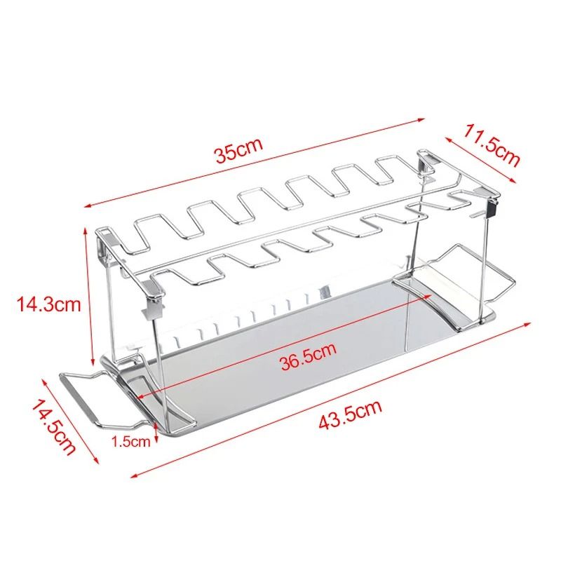 Stainless Steel BBQ Drumstick and Wing Grill Rack with Drip Pan for Oven and Grill Cooking