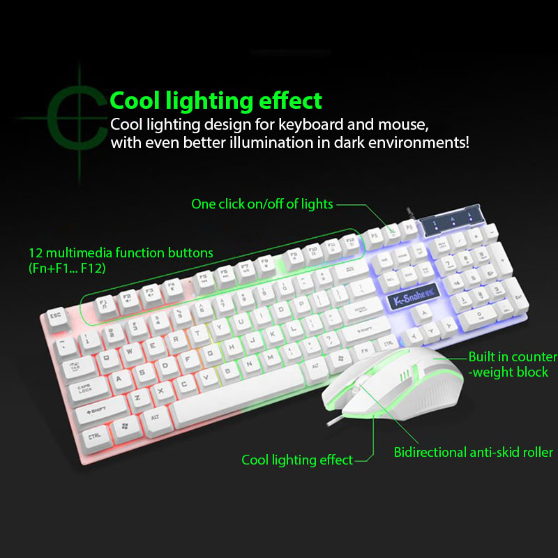 Keyboard And Mouse Set Waterproof Luminous Game Backlit Keyboard