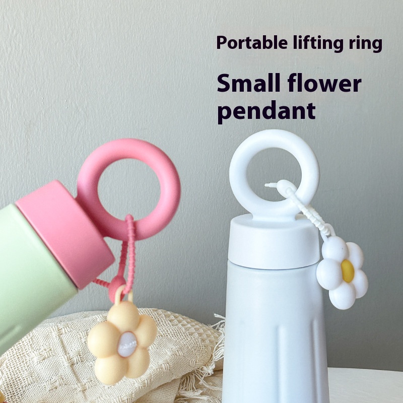 Stylish Stainless Steel Insulated Water Cup with Flower Handle Portable Cute Petal Design