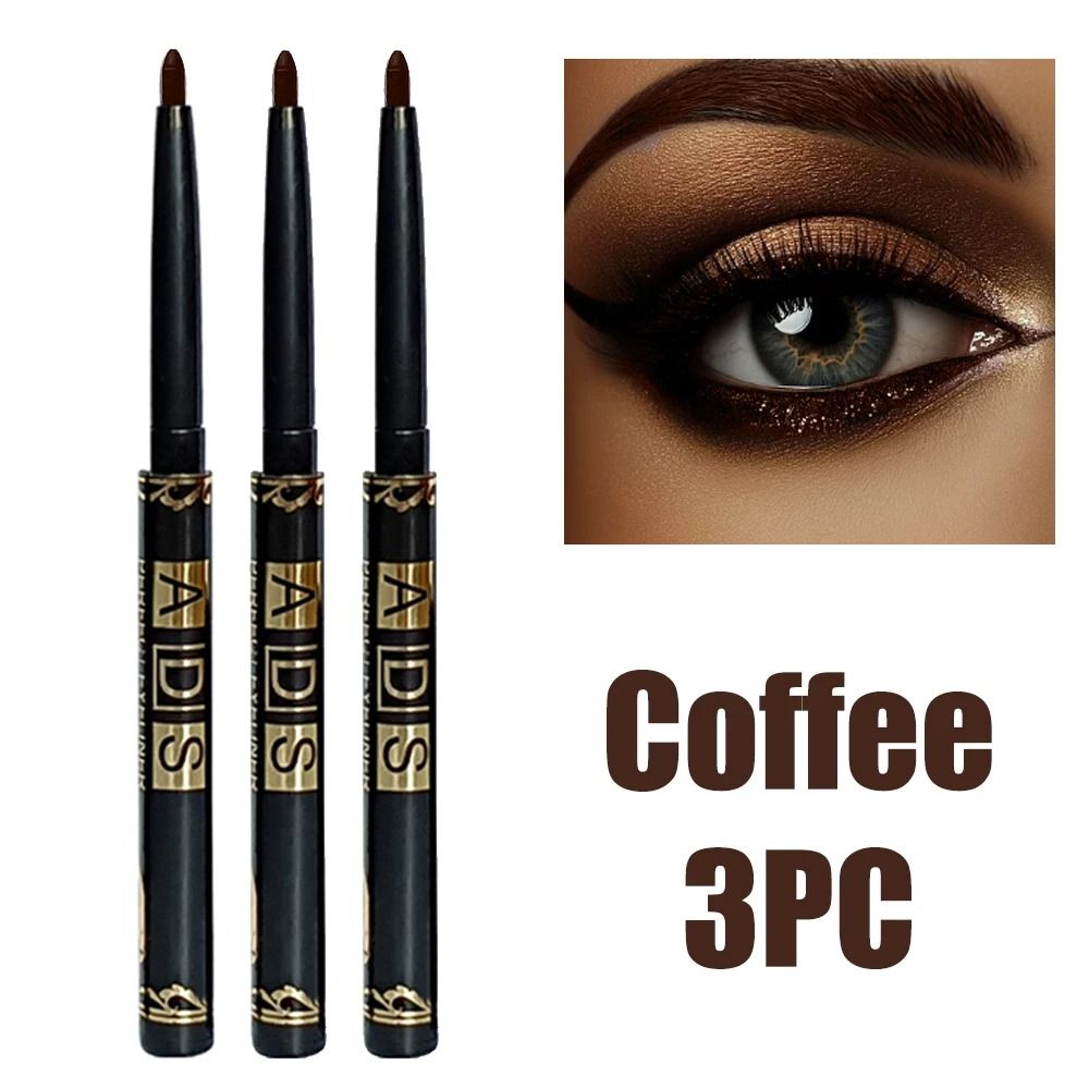 2Pcs Waterproof Black and Brown Eyeliner Pencil Set