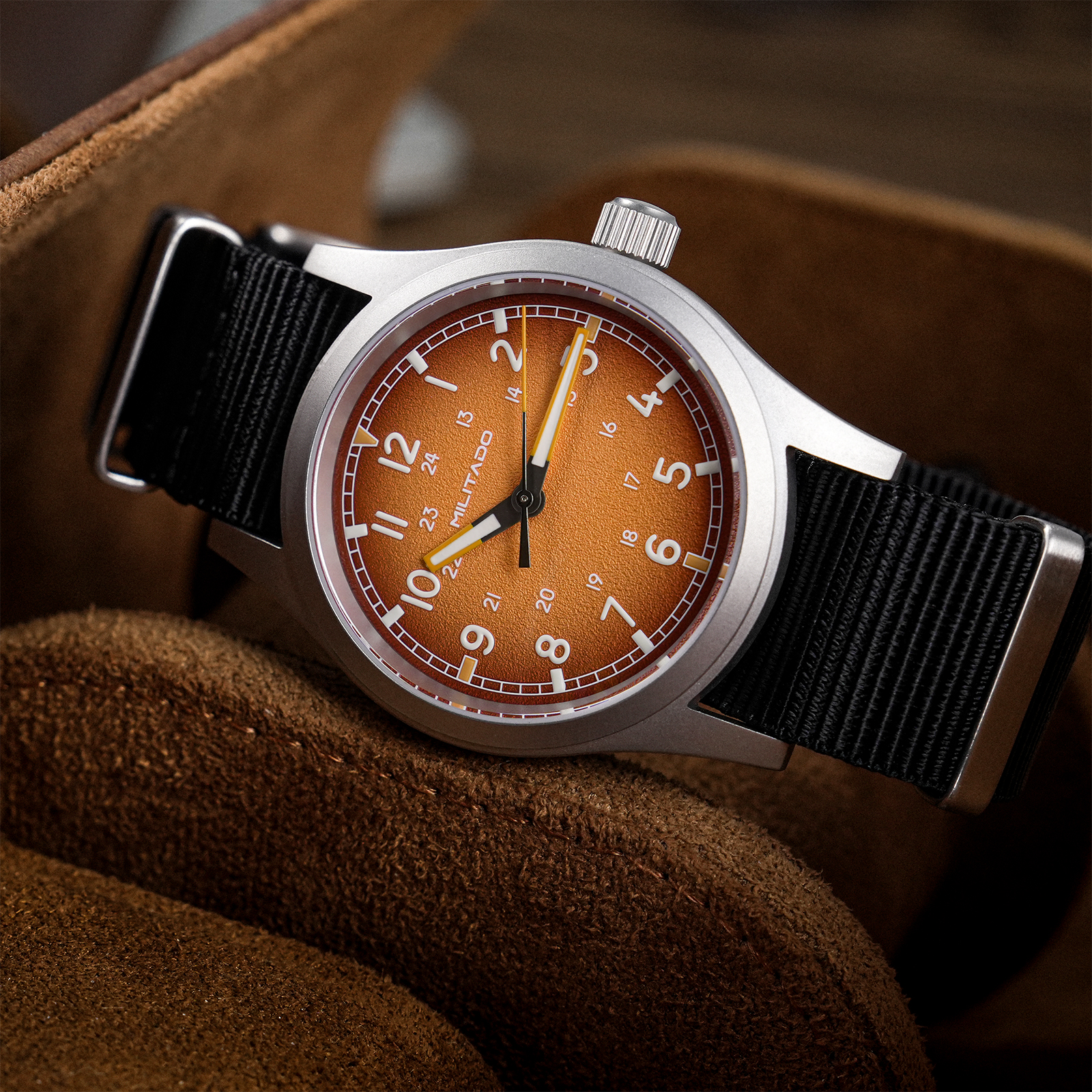 Military Quartz Watch Vintage Design, Luminous, Sapphire Crystal, and Sweep Seconds Movement