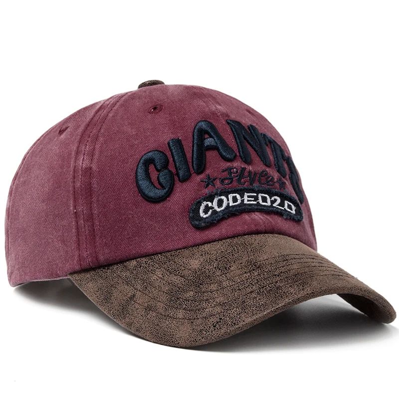 CNTANG PU Leather Letter Embroidered Baseball Cap – Adjustable Casual Sun Visor Hat