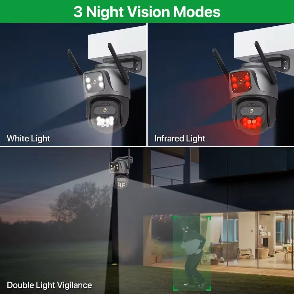 Dual Lens 8MP Outdoor WiFi Security Camera with Auto Tracking