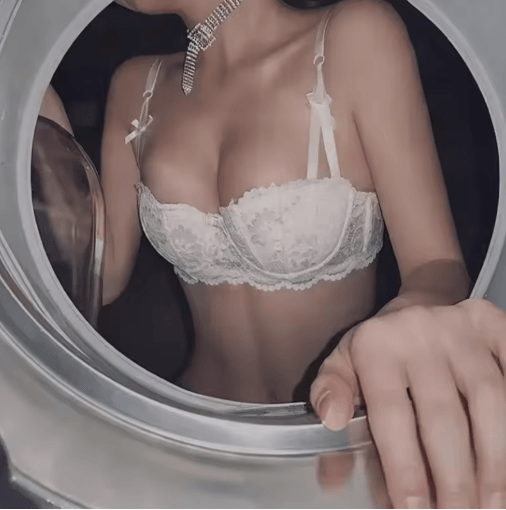 French Style Half Cup Push Up Lace Bra with Deep V Design