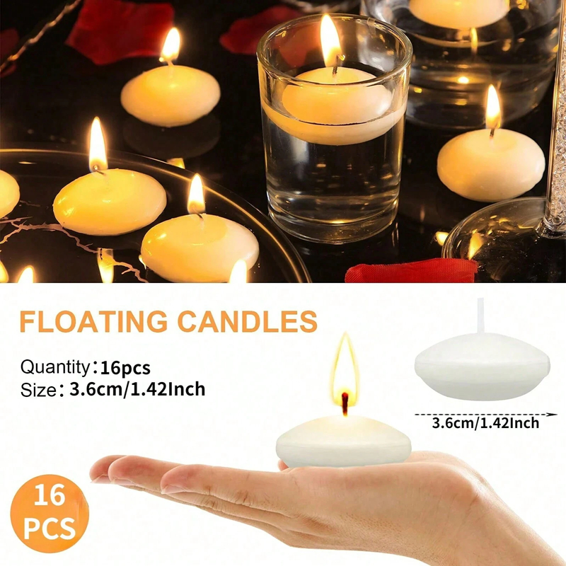 Romantic Floating Unscented Discs Candles for Wedding, Valentines Day, Party, Bathtub Decor & Home Candlelight