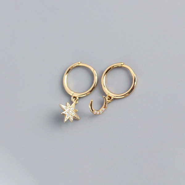 Star & Crescent Moon Hoop Earrings