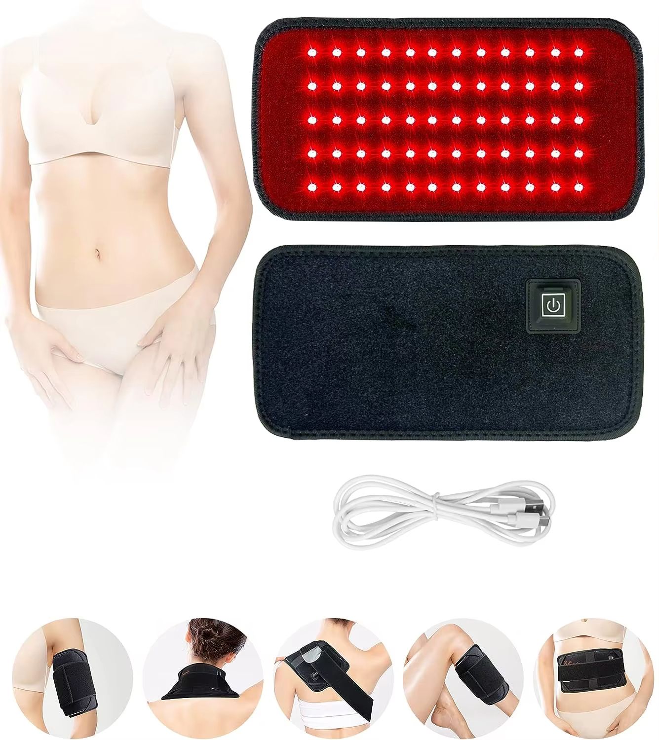 Red and Infrared Light Therapy Belt – 60 LED Waist Slimming Wrap with 850nm & 660nm Heat Therapy