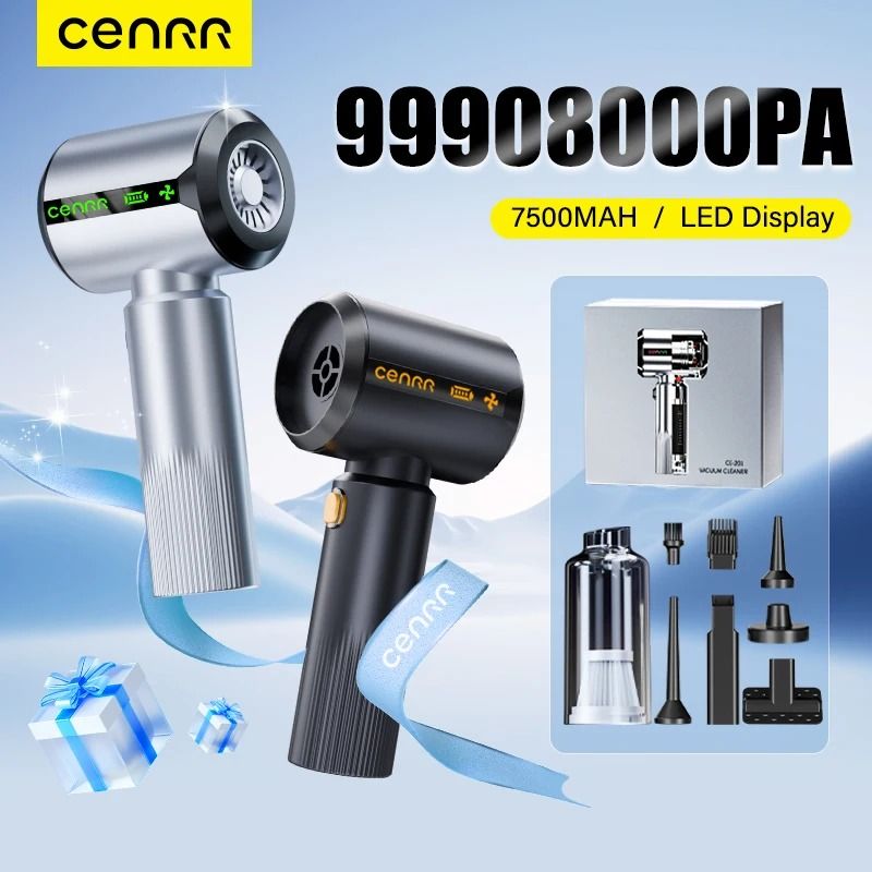 CENRR 7500mAh Cordless Car Vacuum Portable Handheld Air Gun Cleaner with LED Display