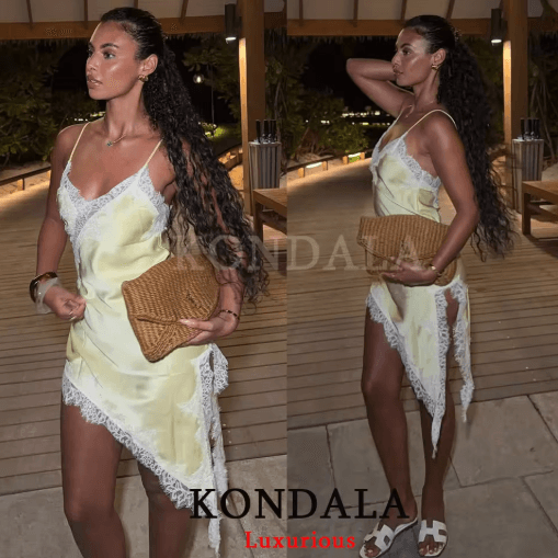 Womens Lace Backless Midi Dress Y2K V Neck Cami Party & Evening Dress