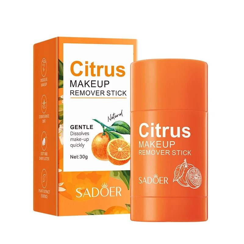 Citrus Makeup Remover Stick Portable Cleansing Balm Stick Deep Cleansing Makeup Removal Balm for Face and Lips