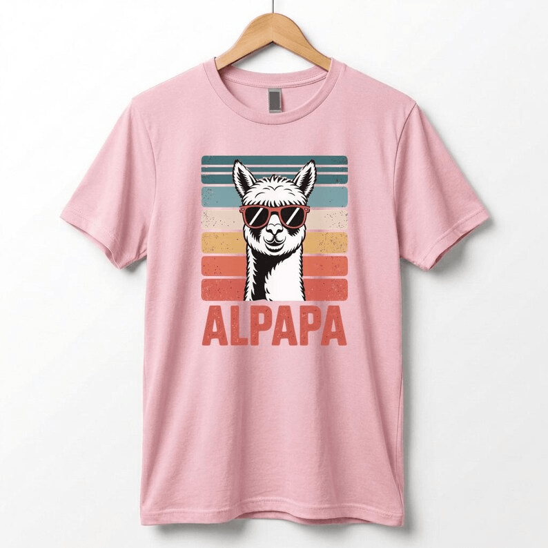 Retro Alpaca Dad Shirt Funny Fathers Day Gift Alpaca Dad Tee