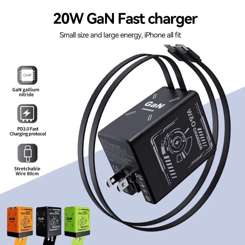 Telescopic GaN Fast Charger – 65W Retractable Compact Power Station