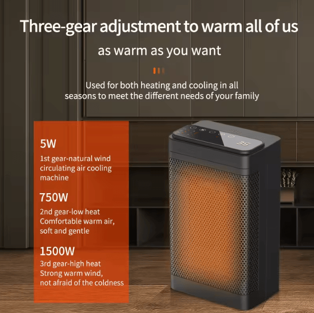 Portable PTC Ceramic Fan Heater with Remote – Oscillating Desktop Space Heater for Home & Office