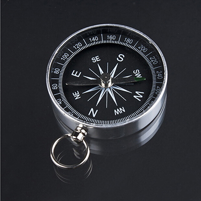 Aluminum Precision Mini Pocket Compass with Silver Key Ring