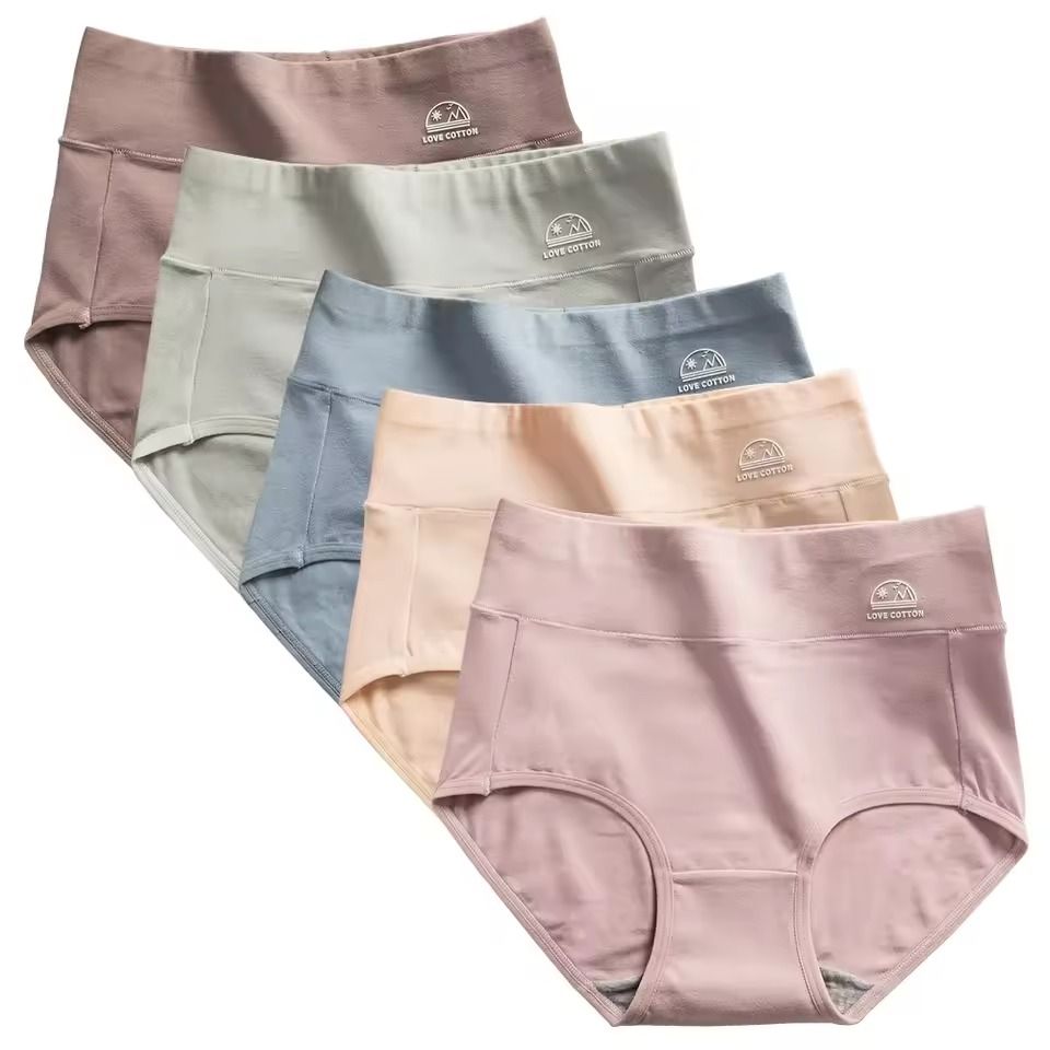 Women Cotton High Waisted Underwear 5 Pack Tummy Control Butt Lift Graphene Antibacterial Breathable