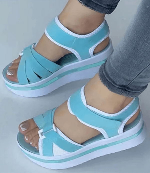 Colorblock Wedge Platform Sandals for Women Summer Open Toe Block Heel Shoes