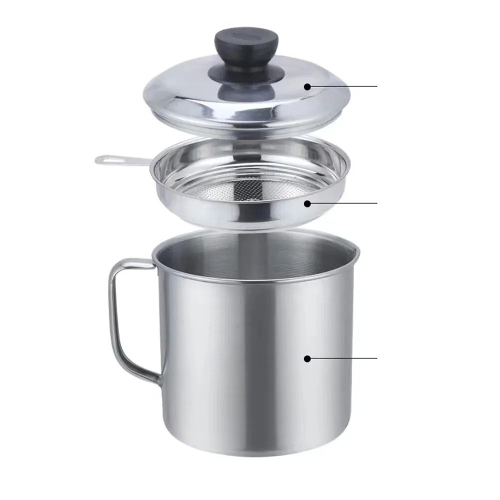 Bacon Grease Container with Strainer Kitchen Oil Storage Can