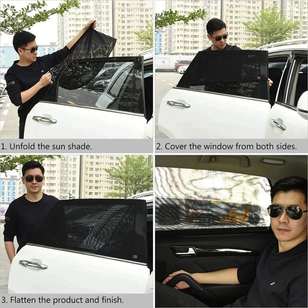 Universal Car Sun Shade Mesh Curtain – UV Protection & Mosquito Net for Side Windows