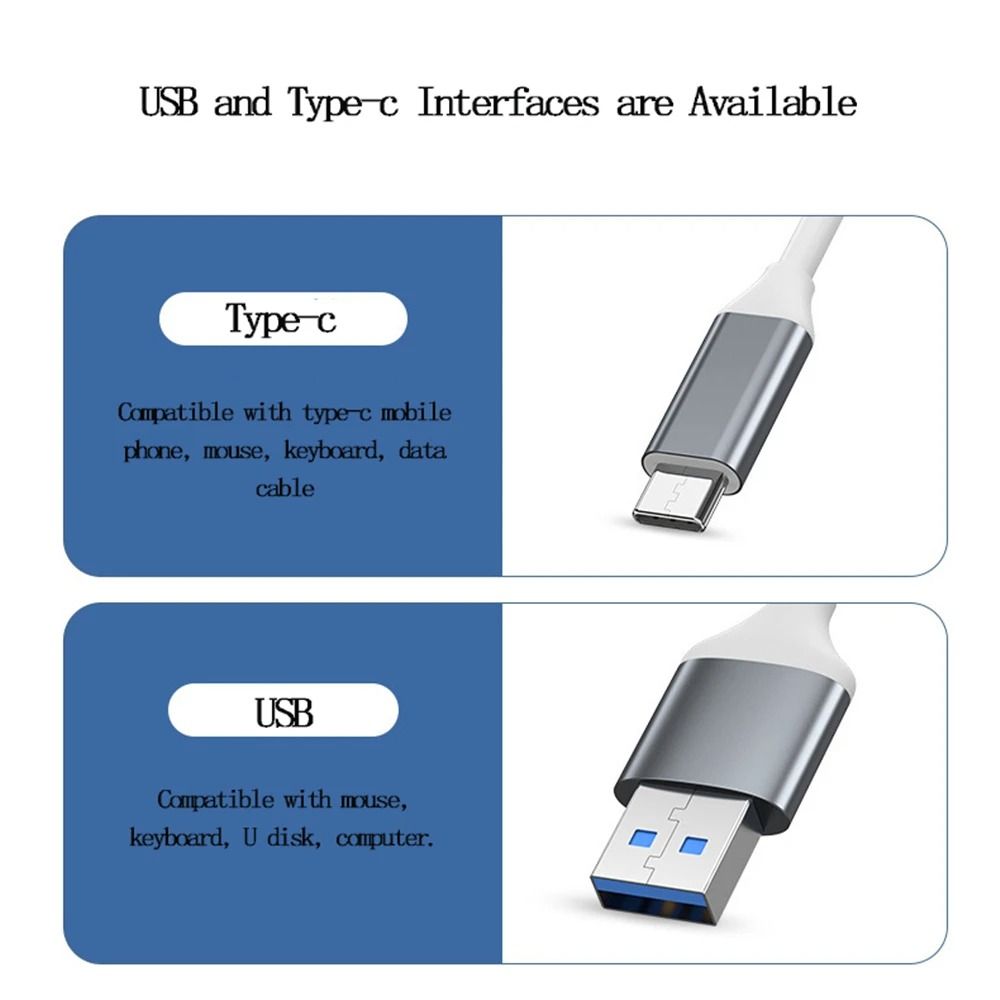USB Hub 4 Port High Speed Multiport Splitter with Type C and USB A Connector