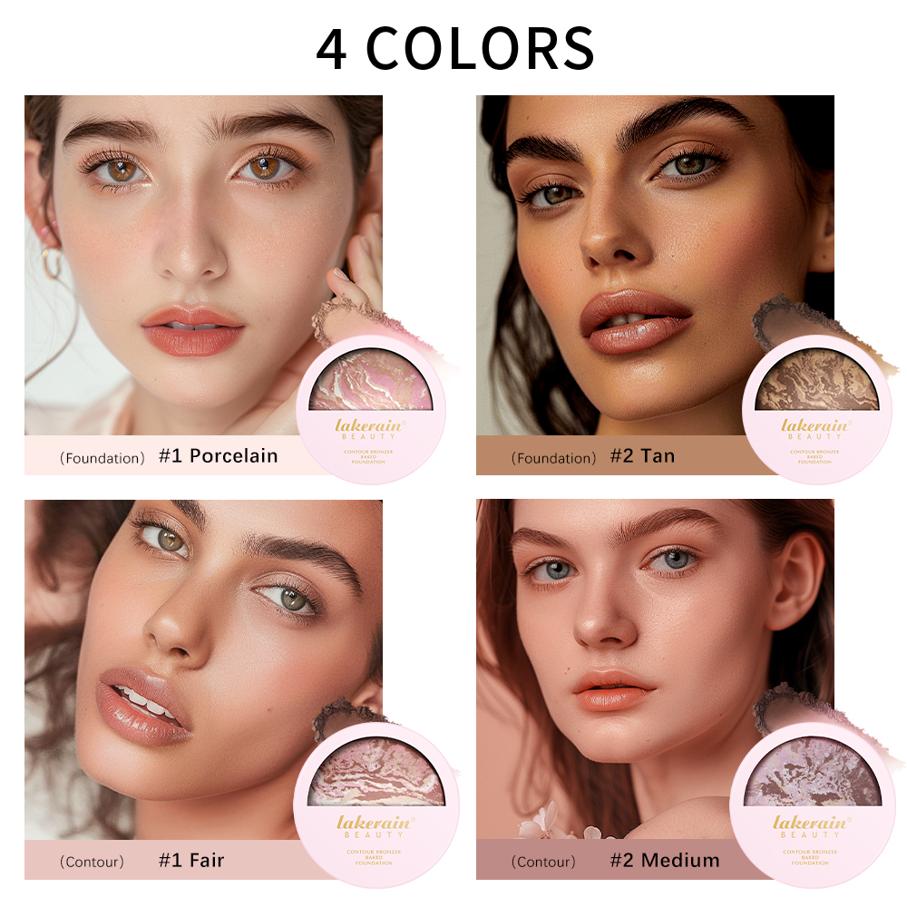 Baked Powder Foundation, Oil Control Setting Makeup, Pressed Powder Cake Bronzer Glow, Face Contouring, Shimmer Contour