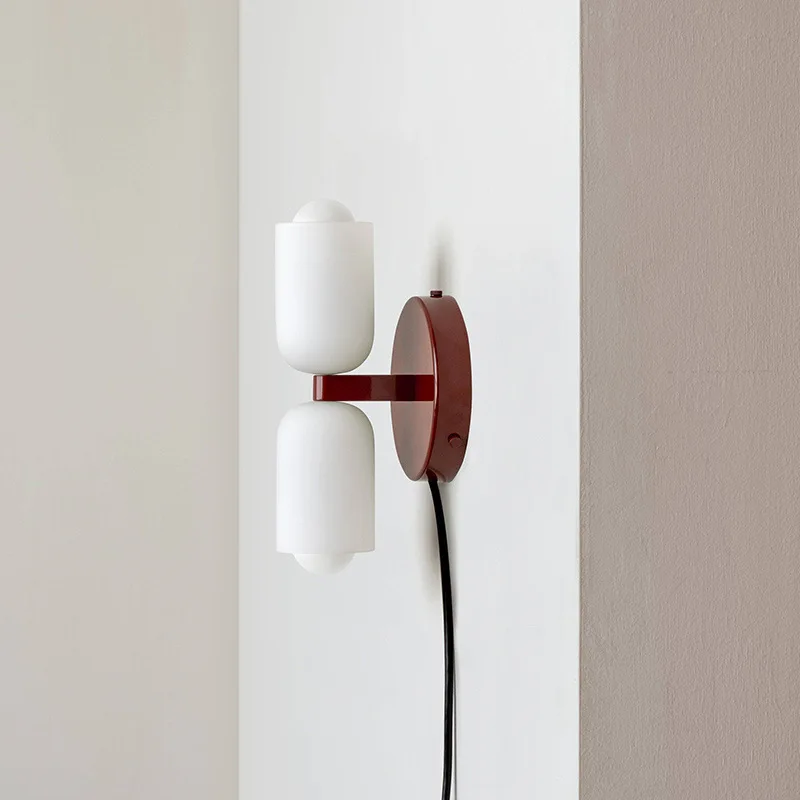 Double Headed French Cream Wind Wall Lamp, Bedroom Living Room Master Light, High Grade Medieval Glass Staircase Lamp