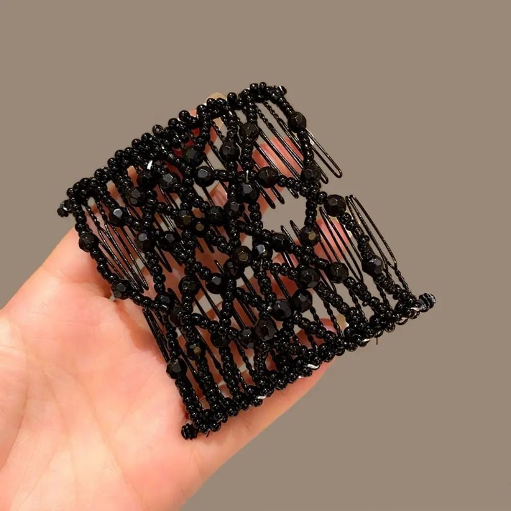 Elegant Pearl Elastic Magic Hair Comb and Butterfly Fancy Clip