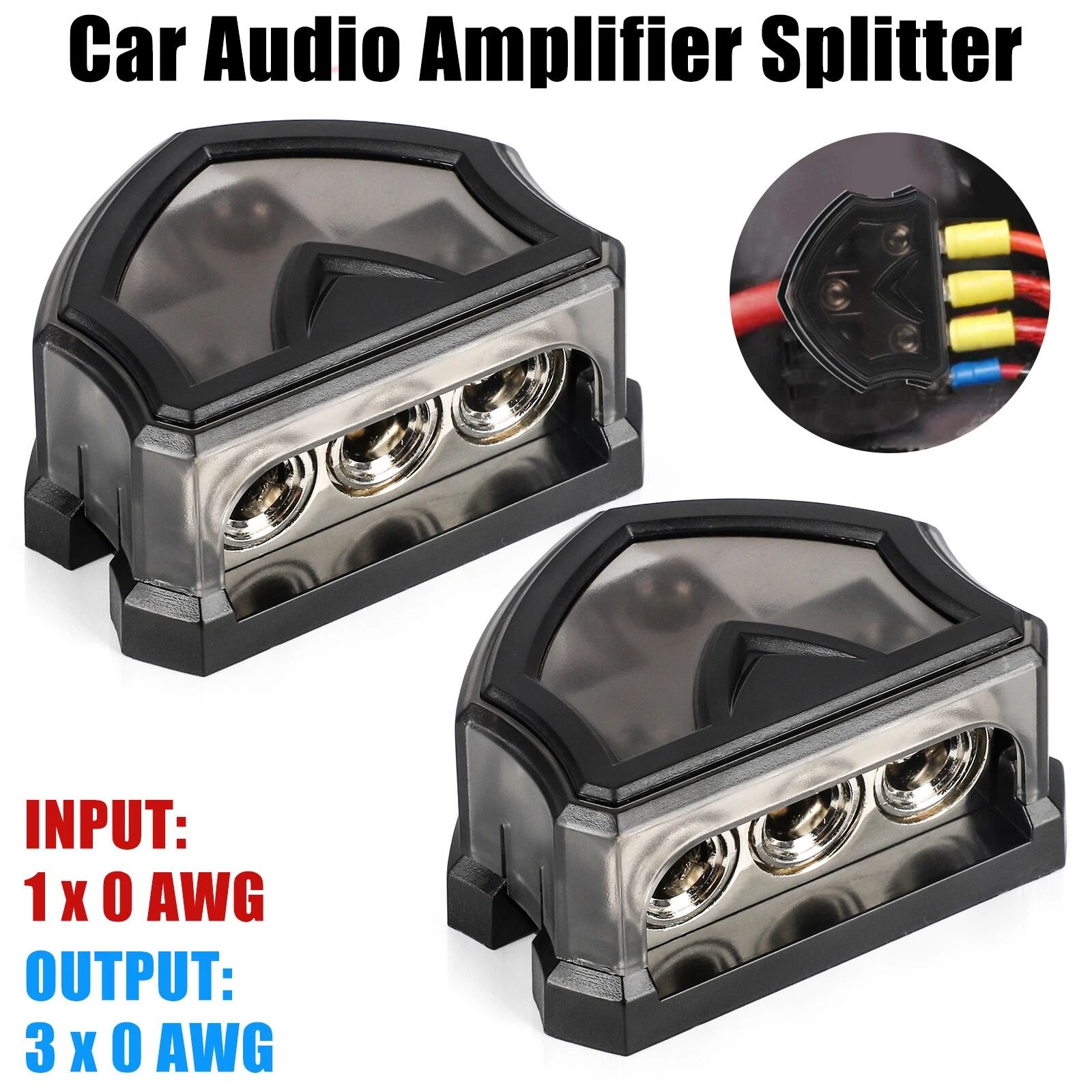 Power Ground Distribution Block, Way Gauge Input to Gauge Output for Car Audio and Amplifiers