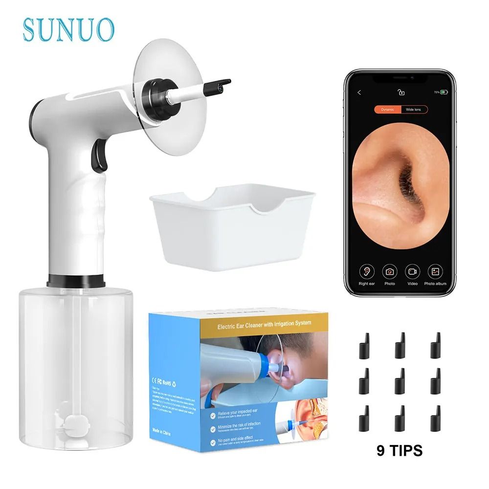 Electric Ear Wax Removal Kit with Adjustable Water Pressure and Safe Irrigation Nozzle for Adults and Kids