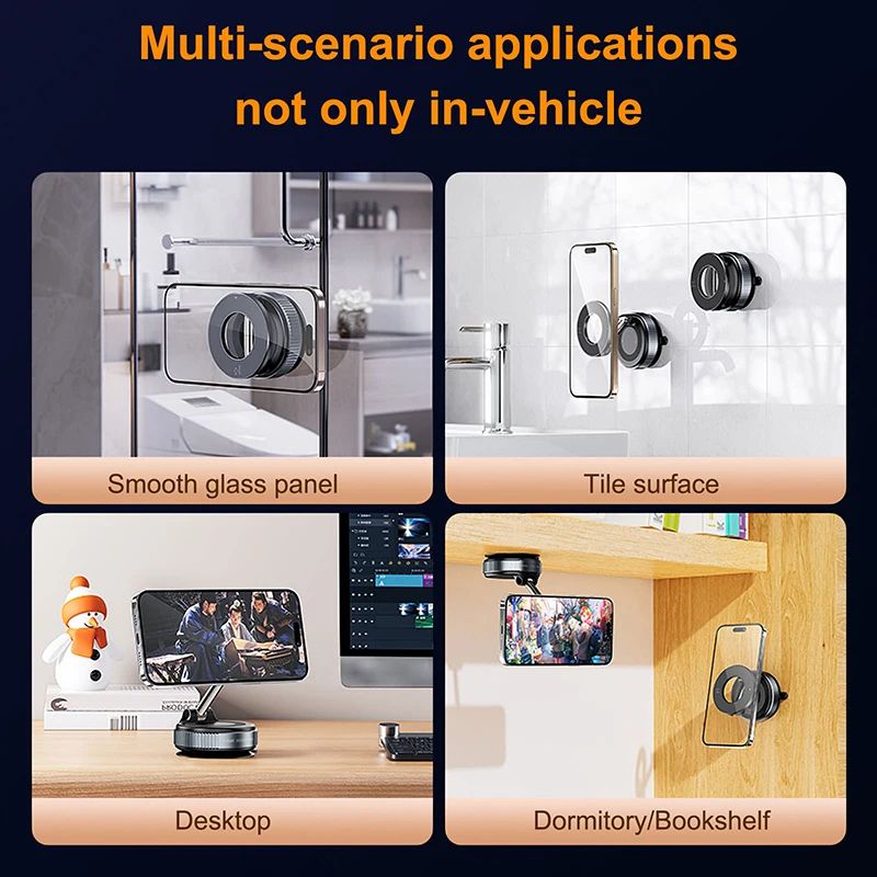 Magnetic Car Bracket, Vacuum Suction Phone Holder, Foldable Multi Angle Navigation Stand