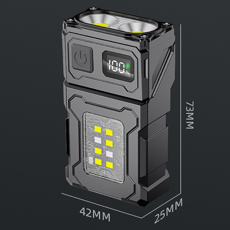 Portable Super Bright LED Flashlight, Rechargeable with Clip, Magnetic Hanging, Side Emergency Light for Camping Hiking