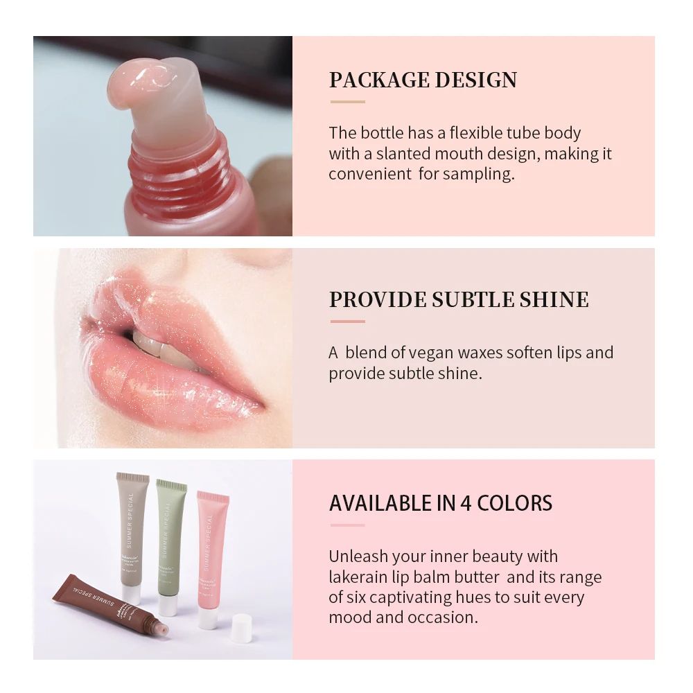 Summer Lip Balm Moisturizing Mirror Lip Gloss with Vanilla Mint Iced Coffee Cake Scent, Transparent Lip Oil for Hydrated