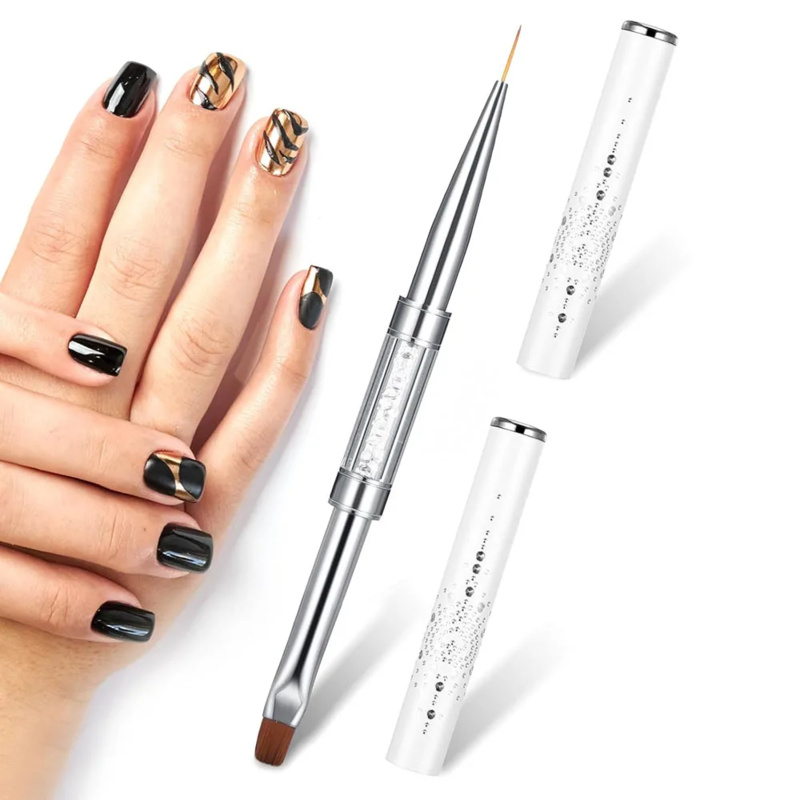 Stainless Steel Gel Brush for Builder, Rhinestone Handle Nail Brush, Nail Art & Color Mixing