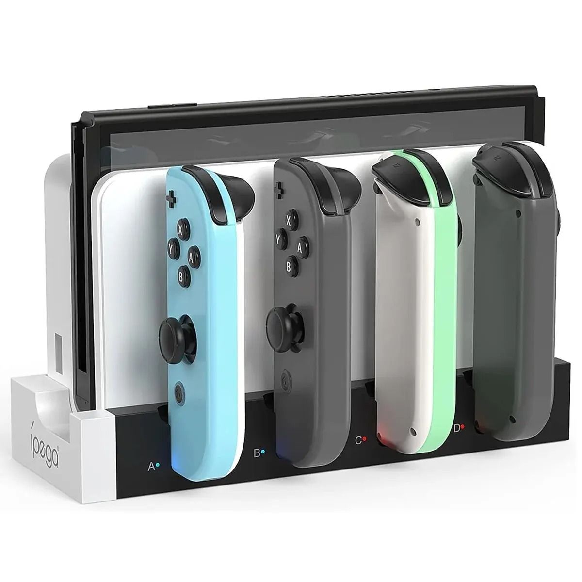 JoyCon Charging Dock Station Compatible with Standard and OLED Models Charges Up to Four Controllers
